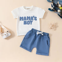 Boys Embroidered Short Sleeves T-Shirt With Shorts Set Sets Blue 1-2 Y 