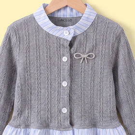 Girls Grey Cable Knit Long Sleeve Cardigan Sweaters & Cardigans
