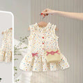 Girls Beige Polka Dot Print Ruffle Drop-Waist Dress Casual Dresses Beige 1-2 Y