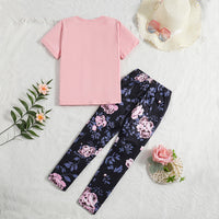 Girls Princess Print Top With Floral Print Pants Legging Set 2 pc. Sets   