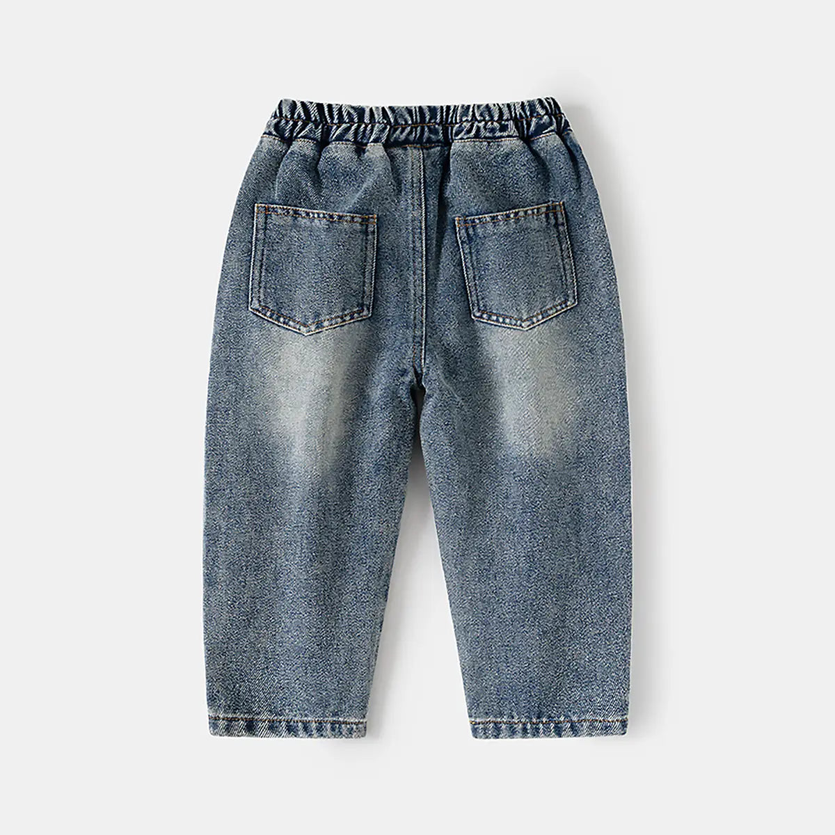 Boys Light Blue Relaxed Fit Denim Jeans with Whisker Detail Pants