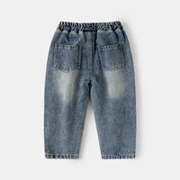 Boys Light Blue Relaxed Fit Denim Jeans with Whisker Detail Pants