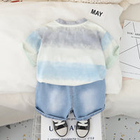 Boys Grey Robot Printed T-Shirt With Denim Shorts Set 2 pc. Sets