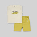 Boys White Printed Sleeveless T-shirt with Shorts Set (Copy) Sets White 1-2 Y