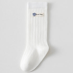 Pack of 5 Girls White Gingham Applique Calf Length Socks Socks