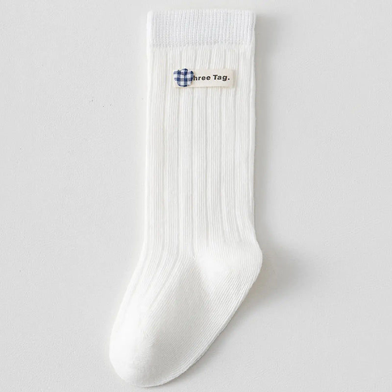 Pack of 5 Girls White Gingham Applique Calf Length Socks Socks