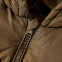 Girls Light Brown Solid Front Zipper Hooded Puffer Jacket Coats & Jackets