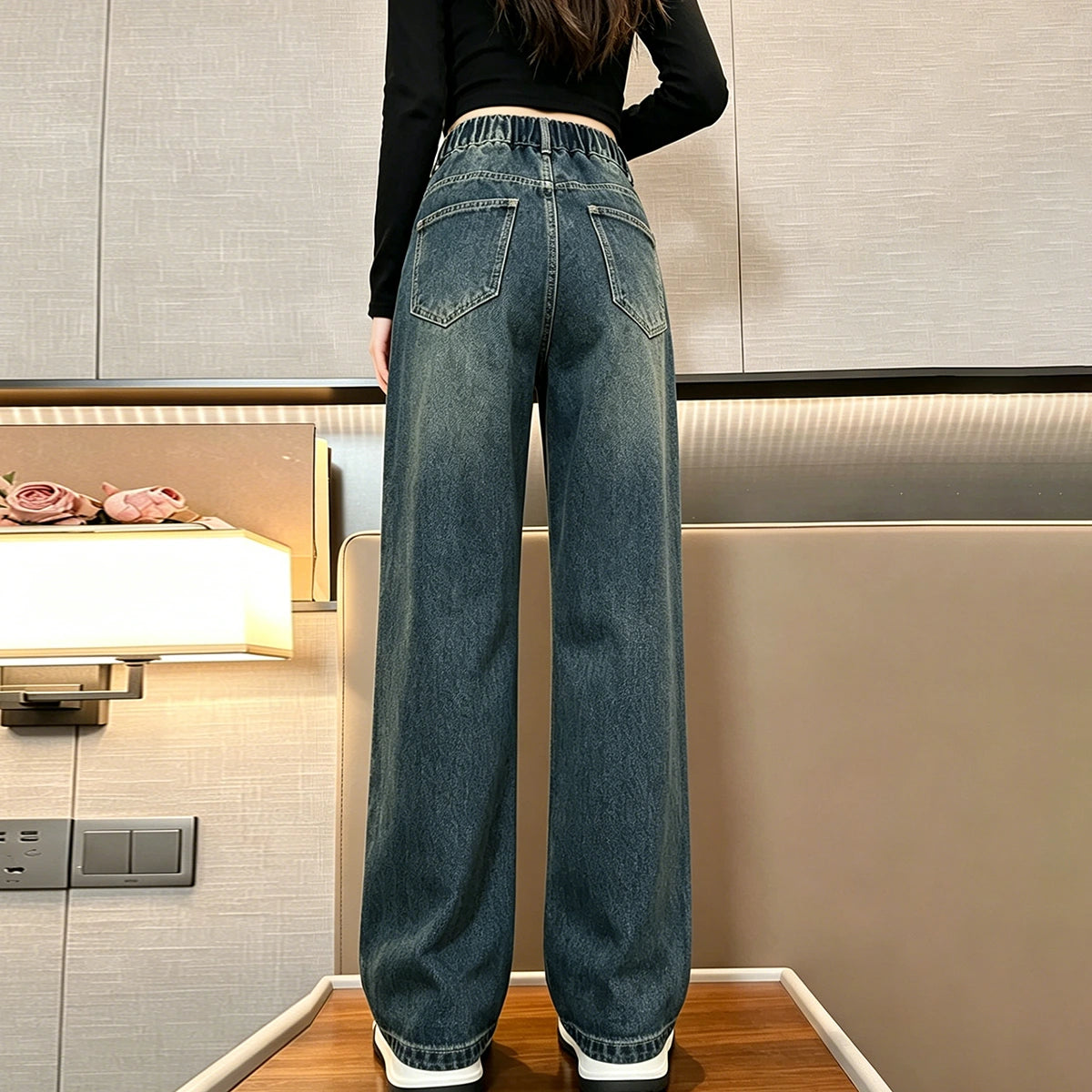 Girls Blue Distressed Heart Relaxed Fit Denim Jeans Pants