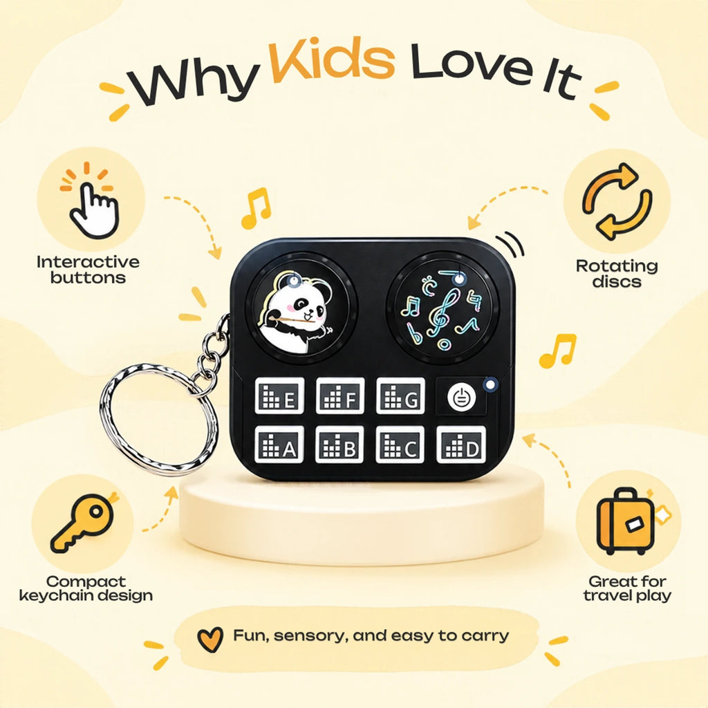 Panda DJ Keychain for Kids - Musical Toy Keyring Trending Accessories