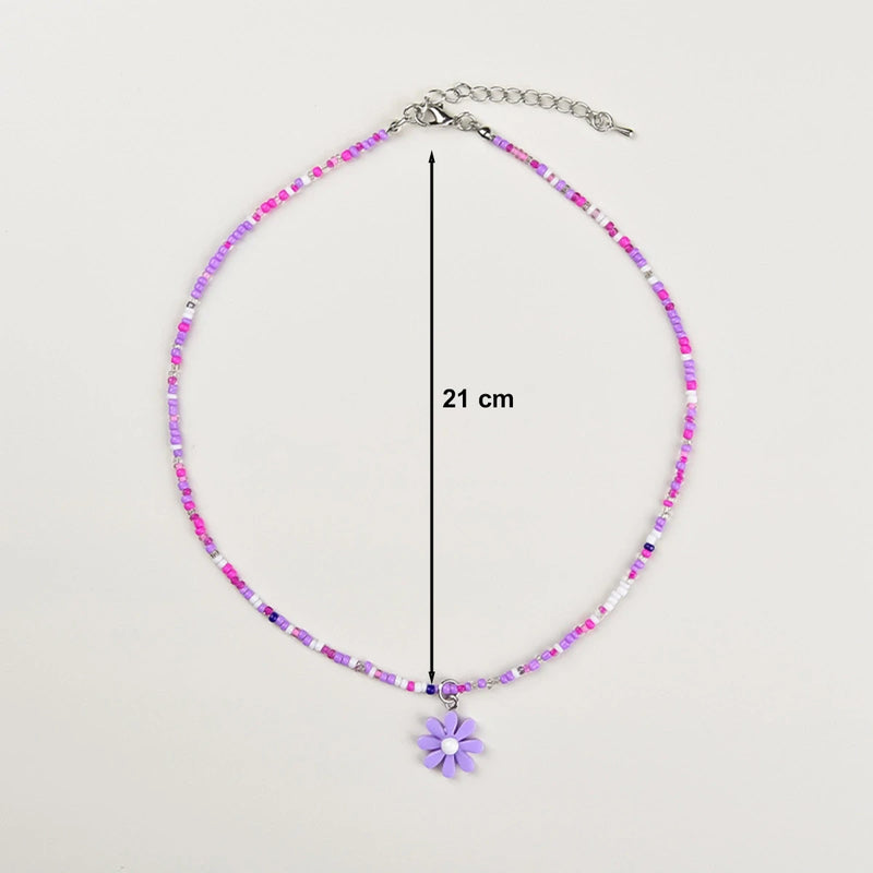 Pack Of 4 Girls Multicolour Flower Charm Necklace Sets Necklace and Chains