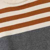 Boys Multicolor Regular Sweater With Self-Design Stripe Patterns Sweaters & Cardigans