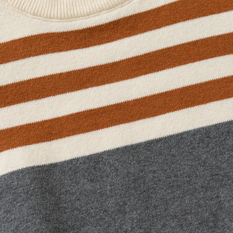 Boys Multicolor Regular Sweater With Self-Design Stripe Patterns Sweaters & Cardigans