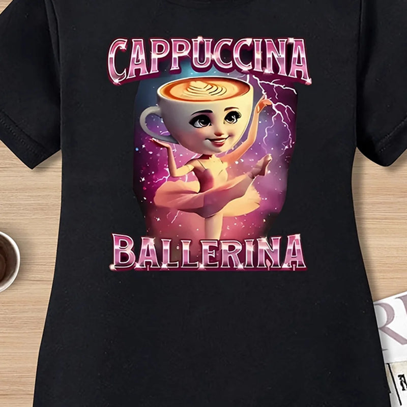 Girls Black Graphic Short Sleeve T-Shirt Dress Casual Dresses