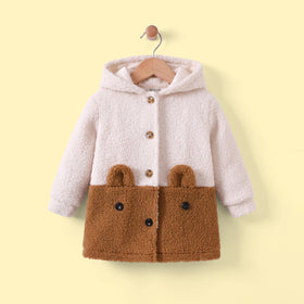 Girls Cream Colour-blocked Long Sleeve Hooded Jacket Coats & Jackets Cream 2-3 Y