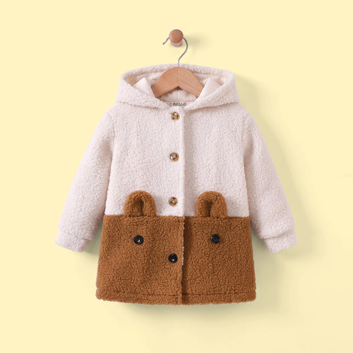 Girls Cream Colour-blocked Long Sleeve Hooded Jacket Coats & Jackets Cream 2-3 Y