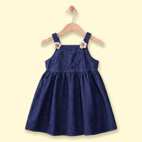 Girls Dark Blue Sleeveless Pinafore Dress Casual Dresses Dark Blue 1-2 Y