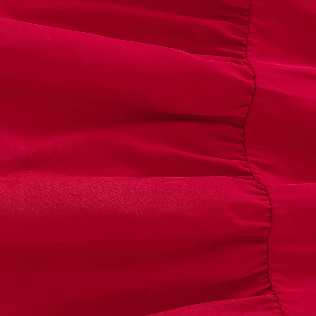 Girls Red Solid Summer Tiered Dress With Bow Details Casual Dresses