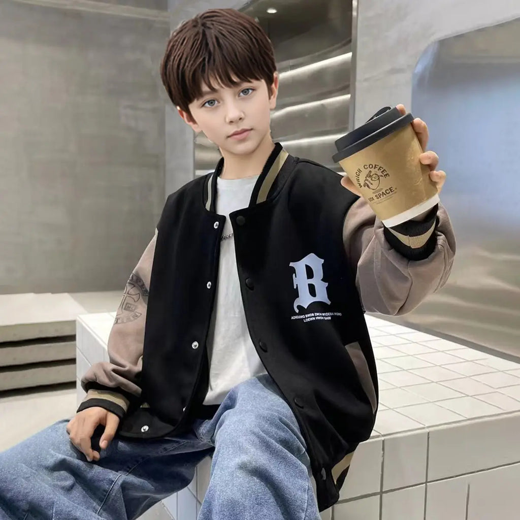 Boys Long Sleeve Baseball Bomber Varsity Jacket Coats & Jackets
