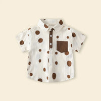 Boys Brown Polka Dot Print Short Sleeves Shirt With Shorts Set Sets