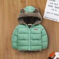 Boys Green Zip-up Puffer Jacket With Bear Ear On Hood Coats & Jackets Green 1-2 Y
