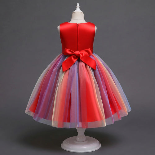Girls Red Sequin Embellished Fit & Flare Party Wear Dress Party Dresses