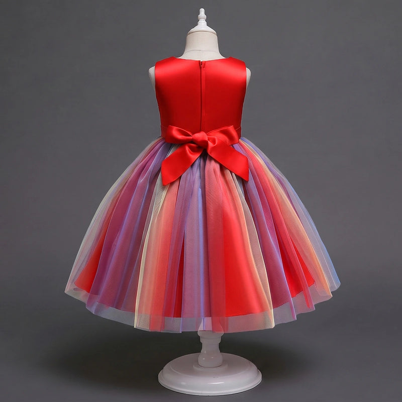 Girls Red Sequin Embellished Fit & Flare Party Wear Dress Party Dresses