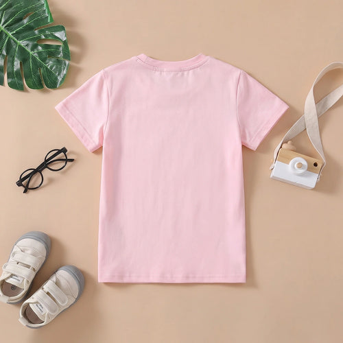 Girls Pink Panda Print Short Sleeve T-Shirt Tshirts