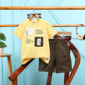 Boys Yellow Typographic Printed Short Sleeve T-Shirt With Elasticated Shorts Sets 2 pc. Sets Yellow 2-3 Y