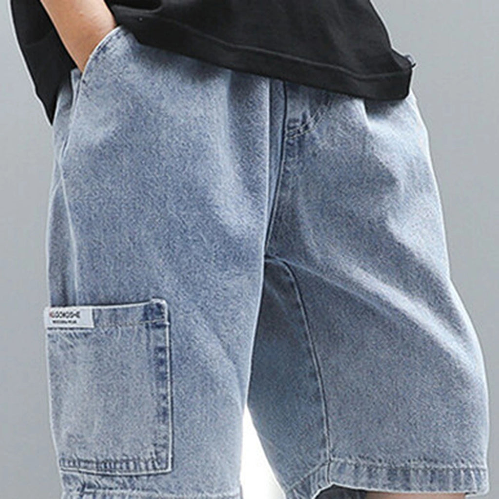 Boys Light Blue Loose Fit Denim Shorts Shorts