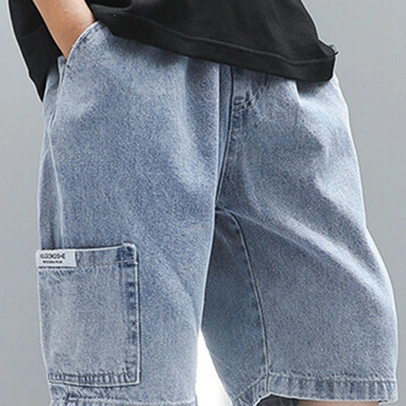 Boys Light Blue Loose Fit Denim Shorts Shorts