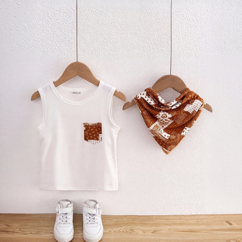 Boys White Sleeveless Vest Vests White 3-4 Y
