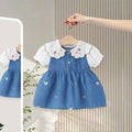 Girls Blue Embroidered Fit & Flare Dress Casual Dresses Blue 1-2 Y