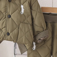 Boys Green Self-Design Jacket With Trouser Sets 2 pc. Sets