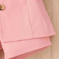 Girls Pink Short Sleeve Blazer Dress With Cami Top And Shorts Sets 3 pc. Sets