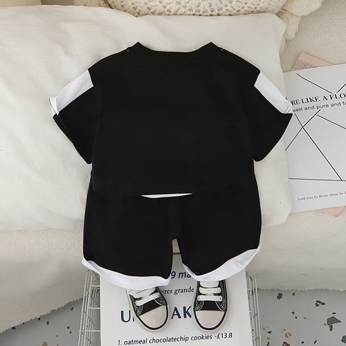 Boys Black Typographic Nasa Printed T-Shirt With Shorts Set 2 pc. Sets
