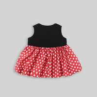 Girls Red Polka Dot Print Fit & Flare Dress With Bow Detail Casual Dresses