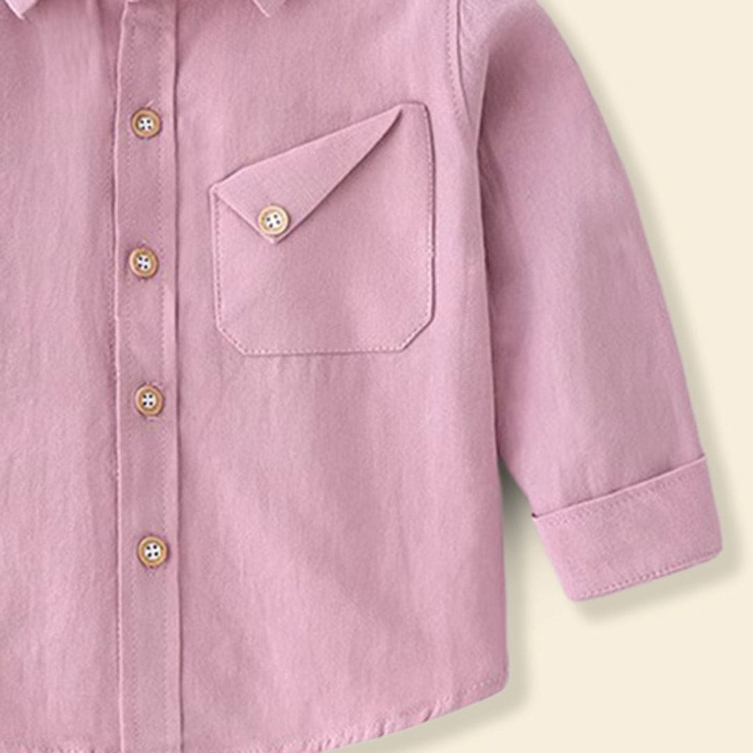 Boys Pink Long Sleeve Regular Shirt Shirts   