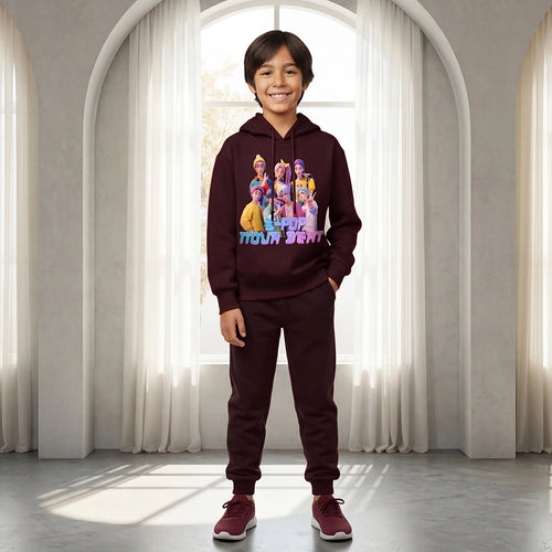 Boys Maroon K-Pop Nova Beat Graphics Hoodie With Jogger Co-ord Sets Sets Maroon 4-5 Y