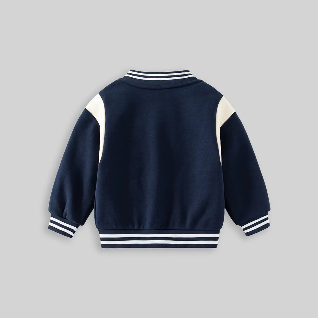 Boys Navy Blue Alphabet Applique Varsity Jacket Coats & Jackets