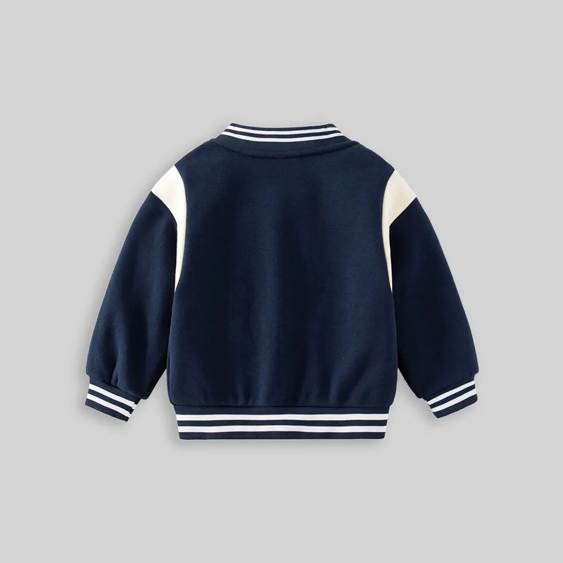 Boys Navy Blue Alphabet Applique Varsity Jacket Coats & Jackets