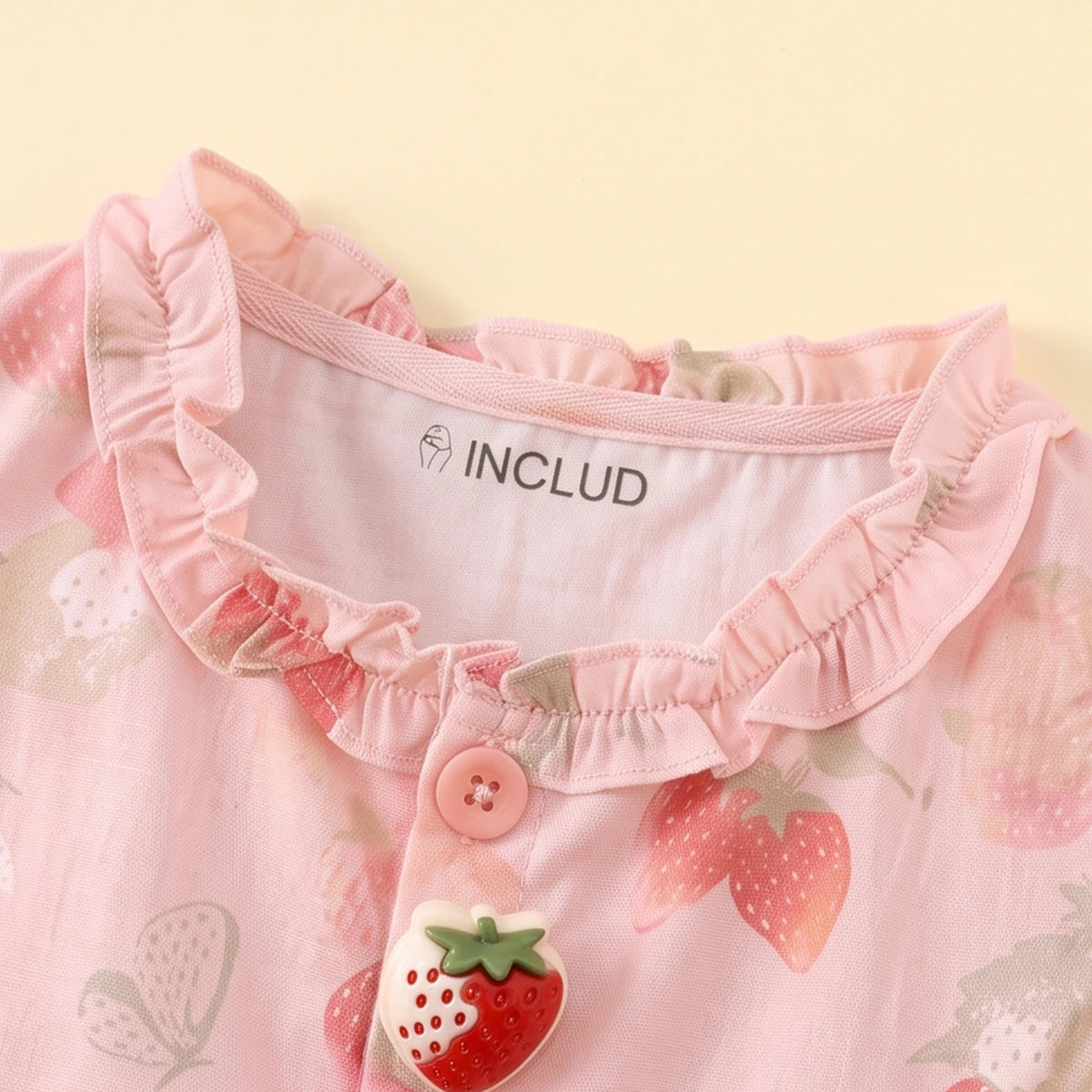 Girls Light Pink Strawberry Print Sleeveless Top With Pants Sets 2 pc. Sets