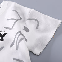 Boys Alphabetic Printed T-Shirt With Black Cargo Shorts Set 2 pc. Sets