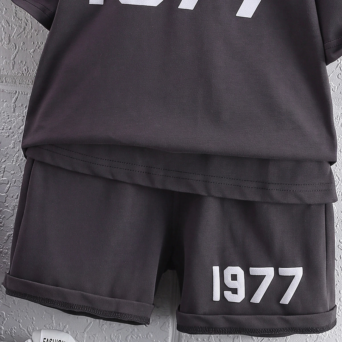 Boys Grey Numeric Print Short Sleeve T-Shirt With Shorts Sets 2 pc. Sets