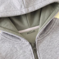 Boys Grey Embroidered Long Sleeve Hooded Jacket Coats & Jackets