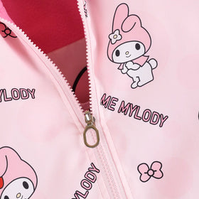 Girls Light Pink Typographic Reversible Printed Hooded Zipper Jacket Coats & Jackets