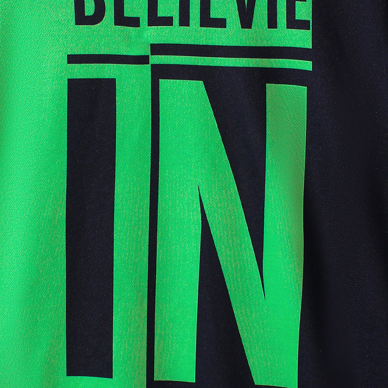 Boys Green Typographic Printed Hooded Neck Sweatshirt With Jogger Winter Co-ord Set 2 pc. Sets