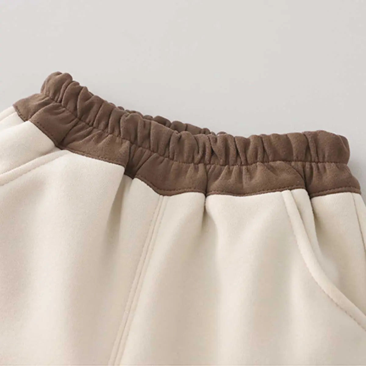 Boys Beige Bear Embroidered Patched Jogger Trackpants & Joggers