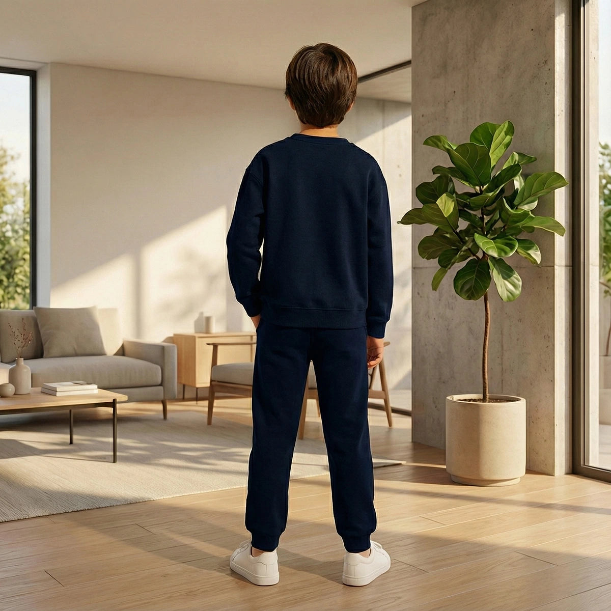 Boys Navy Blue Nova-Beat Graphics Sweatshirt With Jogger Co-ord Sets Sets