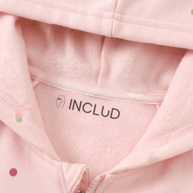 Girls Light Pink Polka Dot Print Hooded Jacket With Pants Sets 2 pc. Sets