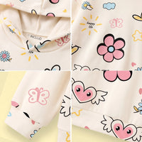 Girls Off White Floral Print Long Sleeve Hoodie Sweatshirts & Hoodies